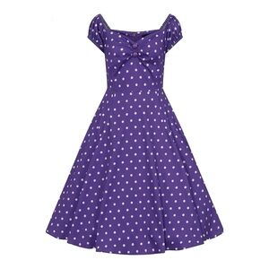 Dolores Doll Purple White Polka Dot Dress Collectif NWT 2XL 18 Pinup Rockabilly
